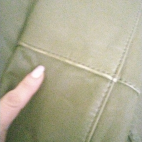 Women's Michael kors size medium leather biker moto jacket olive green - Picture 11 of 11